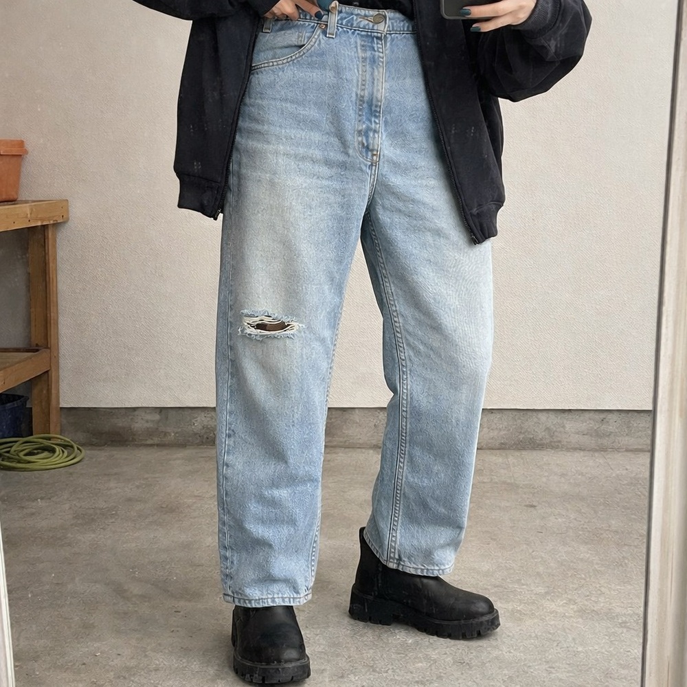 Levi's 505 Orange Tab Light Wash Straight Leg Jeans 38x30 Baggy Vintage 90s